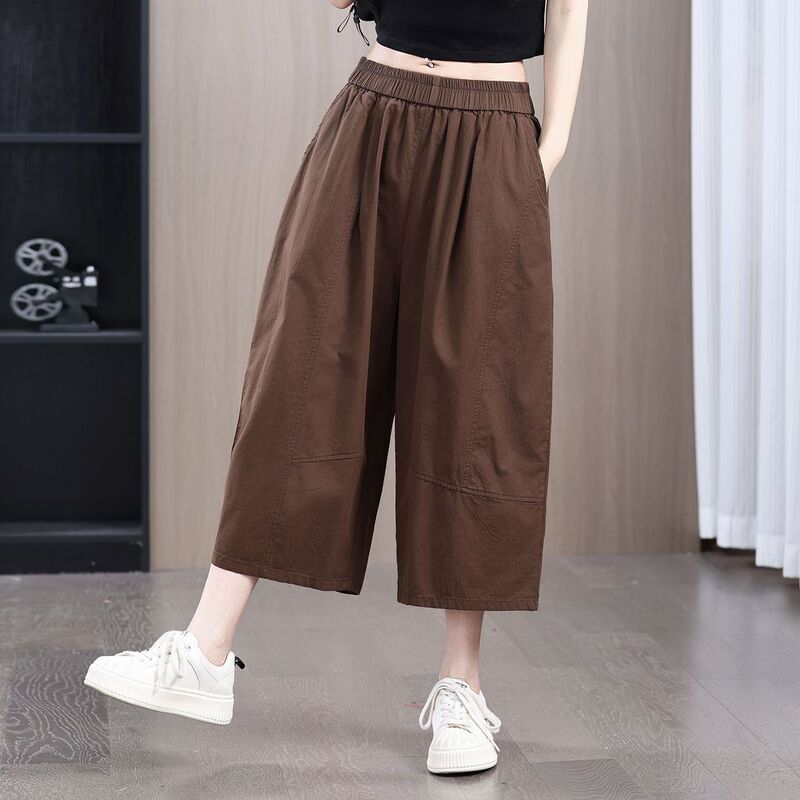 Casual Pants 2026 Summer New Style Eight-Point Curved Pants for Middle-Aged and Elderly Mothers, Loose and Slimming Seven-Point Wide-Leg Pants for Women Casual Pants 2026 Summer New Style Eight-Point Curved Pants for Middle-Aged and Elderly Mothers, Loose and Slimming Seven-Point Wide-Leg Pants for Women