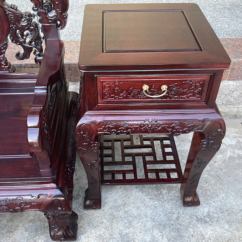 Махогани диван 高端中式国标红木雕花沙发缅甸花梨木酸枝色加厚飞天沙发茶几组合 OTHER