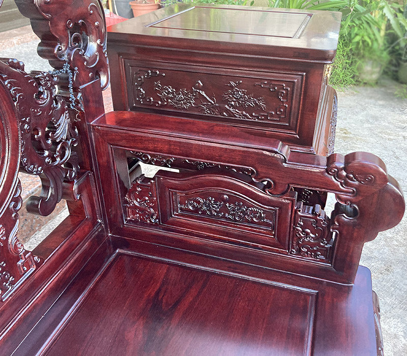 Махогани диван 高端中式国标红木雕花沙发缅甸花梨木酸枝色加厚飞天沙发茶几组合 OTHER