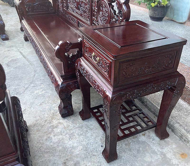 Махогани диван 高端中式国标红木雕花沙发缅甸花梨木酸枝色加厚飞天沙发茶几组合 OTHER