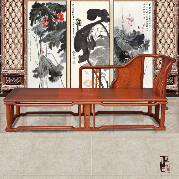 Burmese pear wood modern Chinese Guido Bed Solid Wood Red Wood Noble Princess Sofa Lying Chair Beauty Queen's Princess Chair Living Room