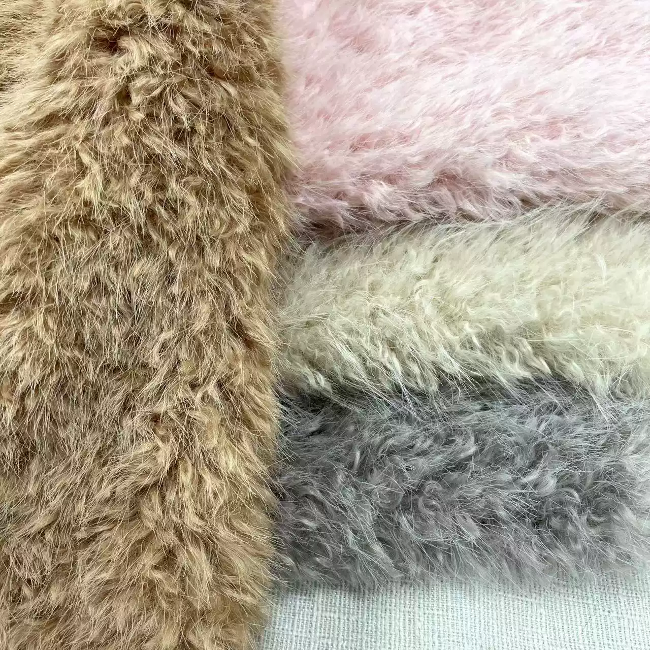 托斯卡纳仿羊卷毛布料纯色毛绒布服装面料欧美风格仿皮草广东省化纤手工