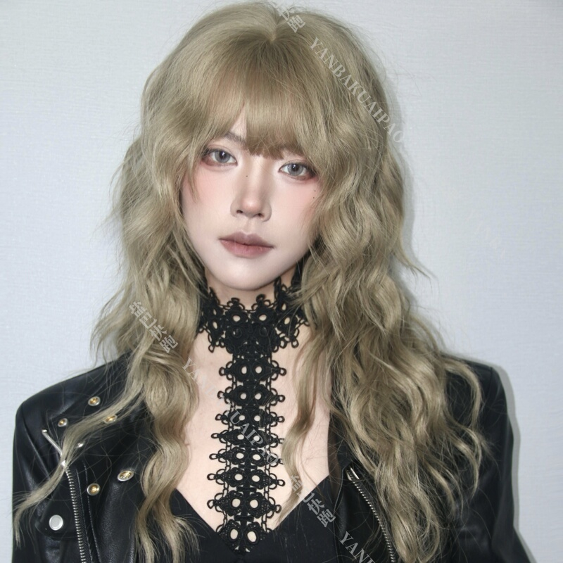 【Zhiying】Yanba Kuai Kou Original Cool Brown Korean Style Water Wave Trendy Y2K High-Quality Long Curly Wig