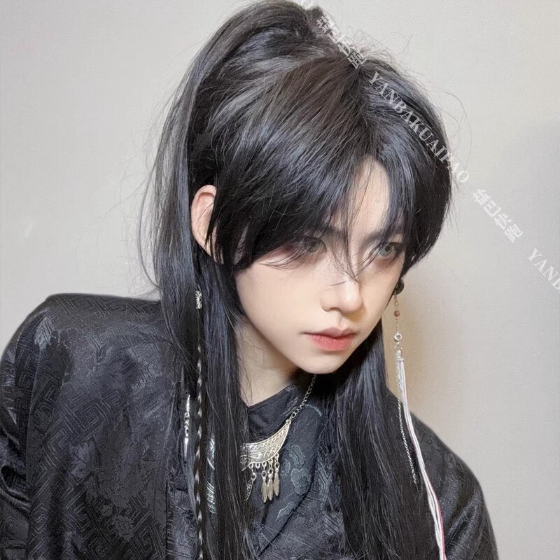 【Xiaoyao】Yanba Kuai Cao Original Multi-Layered Black High Ponytail Ancient Style Youthful Daily Natural Wig Accessories