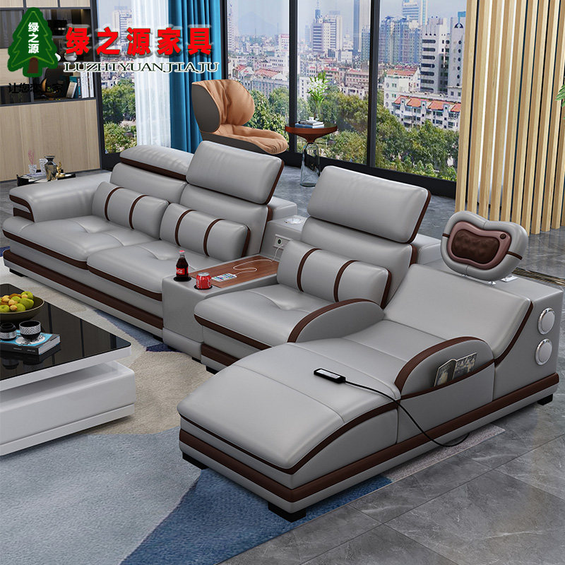 Multi-function Massage Fulving Sofa Hairskin Combined Living Room Size Modern Villa Leather Sofa