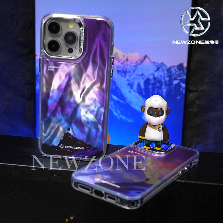New Gradient Laser Shine Snow Mountain Illustration Annapurna II Luck 15, 14, 13, 12 iPhone Case
