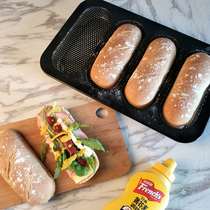 German brand heavy steel non-stick 4-hole short baguette mold 4 slot hot dog mold long bread mold