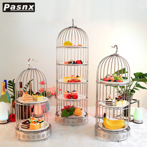 Bird cage pastry rack Stainless steel dessert table ornaments Buffet cold meal tea break table display rack European-style creativity