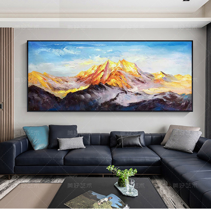 Hand-Painted Oil Painting with Three-Dimensional Abstract Texture, Featuring a Mountain Range, Suitable for Living Room Sofa Background Wall or Office Decoration, Horizontal Hanging Artwork Hand-Painted Oil Painting with Three-Dimensional Abstract Texture, Featuring a Mountain Range, Suitable for Living Room Sofa Background Wall or Office Decoration, Horizontal Hanging Artwork