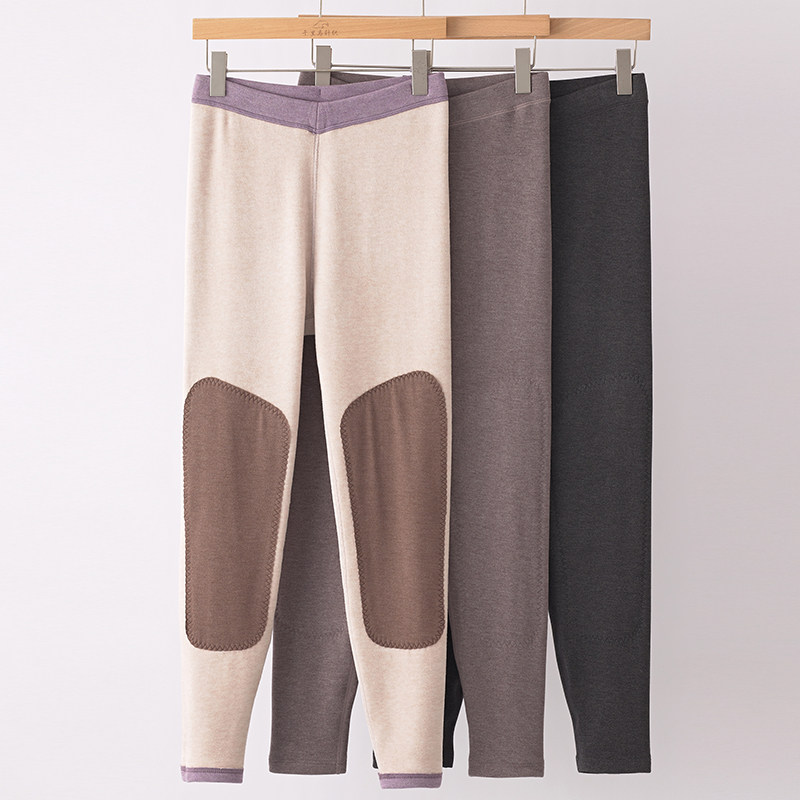 Italian Ladies Warm Pants Wool Silk Patch Plus Velvet Thickened High Waist Elastic Bottom Line Pants Underpants 0794
