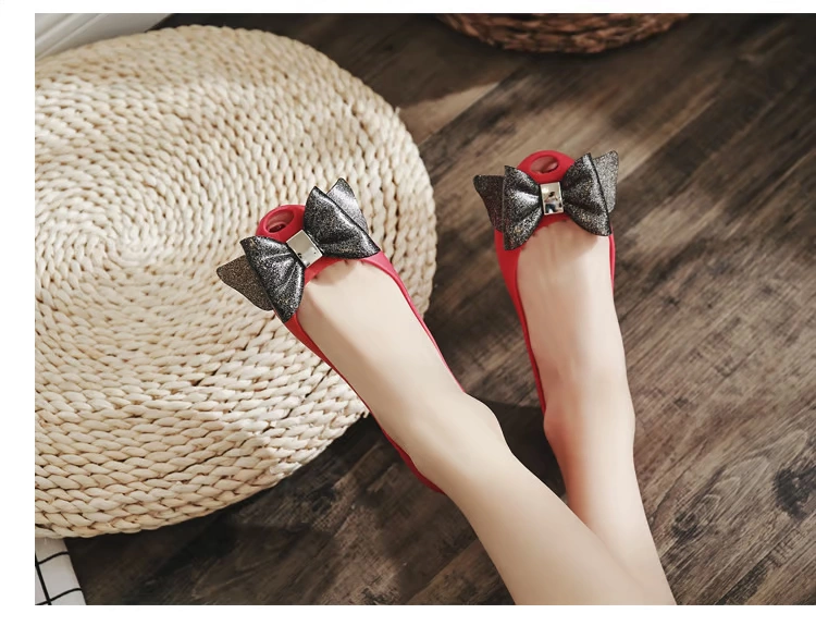 Mùa hè 2019 mới nơ cá miệng đi mưa nữ đế phẳng đáy mềm phụ nữ mang thai thạch giày nông miệng trượt thời trang đi biển - Rainshoes mua ủng đi mưa ở hà nội