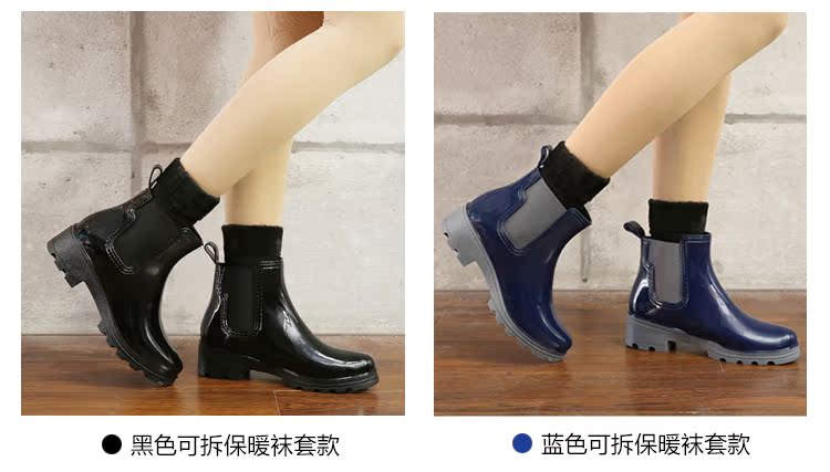 Giày mùa thu và mùa đông ngắn cho phụ nữ giúp đỡ người lớn thấp cộng với giày dép nhung cho sinh viên thời trang Châu Âu và Hoa Kỳ với giày cao su giày đi mưa nữ