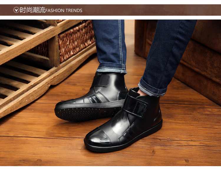 Giày đi mưa ngắn nam mùa thu và mùa đông ấm áp cộng với nhung thấp giúp giày chống trượt Xu hướng giày người lớn chống nước Hàn Quốc dành cho người lớn - Rainshoes ủng quần lội nước