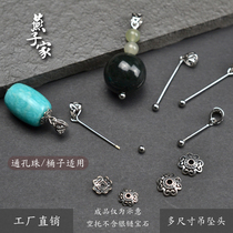 Swallow home 925 silver screw round beads with shape pendant holder Necklace pendant buckle head empty holder DIY accessories bead pendant