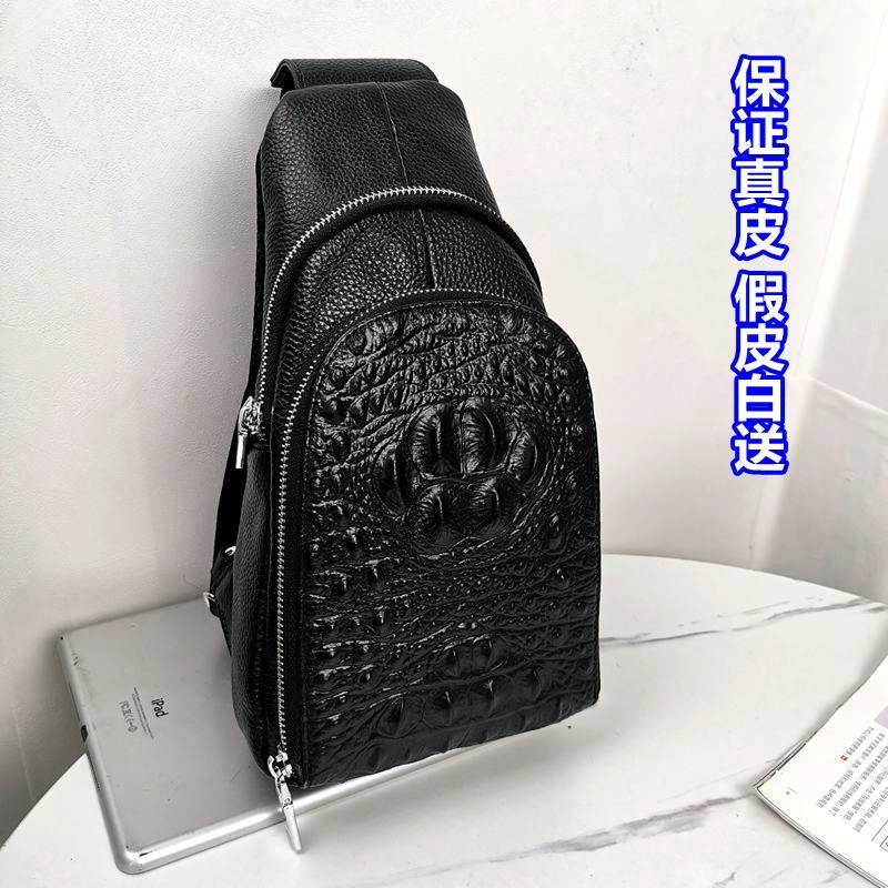 Genuine leather chest bag men's top layer cowhide casual cross-body bag multi-functional small shoulder bag trendy brand single shoulder men's backpack new