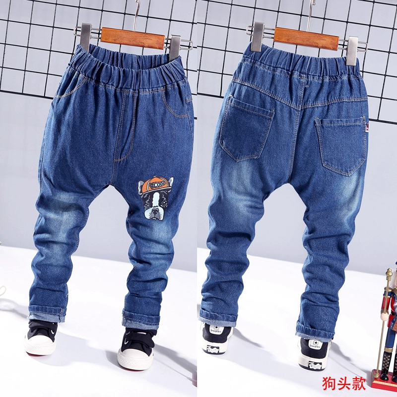 Quần jeans bé trai mùa thu mới bé gái quần dài chân cho bé quần 1-2-3-4-5-6 tuổi mỏng