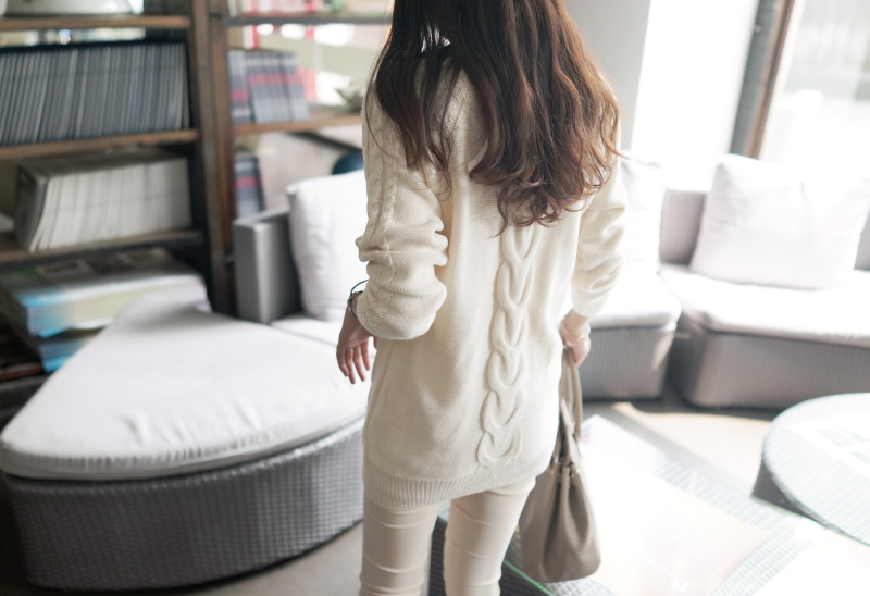 Mùa thu và mùa đông retro xoắn lỏng áo thun cổ tròn dài tay dày dày phần dài áo len của phụ nữ áo len đáy áo len nữ cổ cao