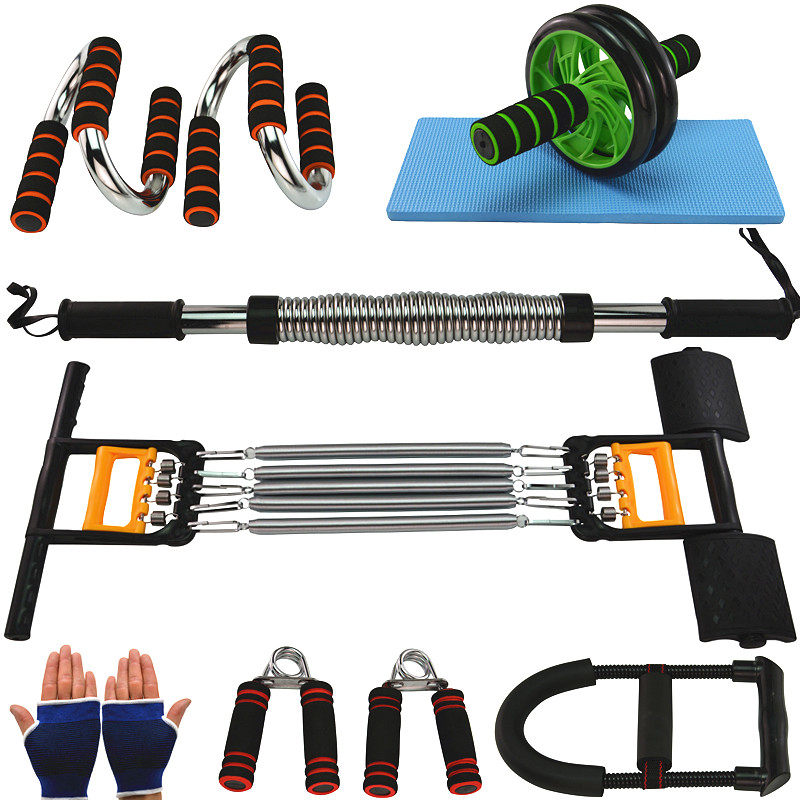 Men's combination fitness equipment set arm strength device belly wheel rally puller grip Rod chest expander