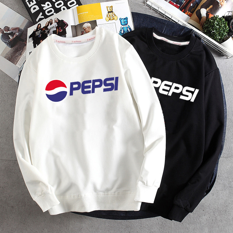 Pepsi Cola Sweater Men's Solid Color Round Collar Autumn and Winter Jacket Tide Brand Top Loose Men's and Women's Same Style Couple Clothes