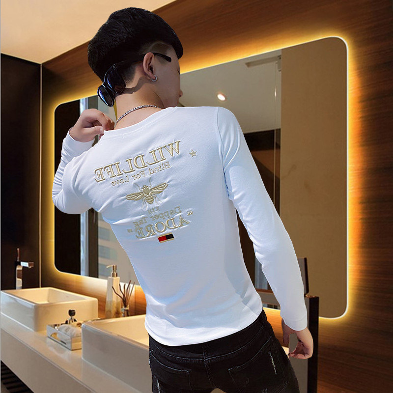 Autumn men's long-sleeved T-shirt men's tide brand trend self-cultivation bottoming shirt net red spirit boy clothes men