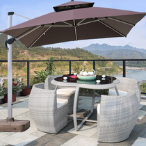 Outdoor table and chair courtyard outdoor rattan open-air garden rattan chair tea shop outside waterproof sunscreen combination with umbrella