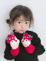 Baby gloves in winter 1 - 5 year old children in Korea warm cover baby and young children Christmas present plus thickening
