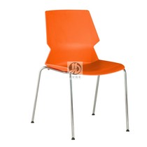 Orange plastic conference chair Four-legged reception chair stacking student training chair Brand new PP material washable chair