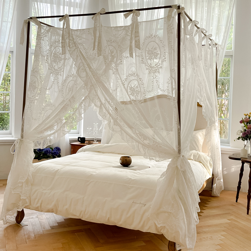 New upscale Faith lace mosquito nets Home triple doors 1 8m light extravaganza Princess Andromeda Fairy Wind Bed Mantle Floor Bracket-Taobao