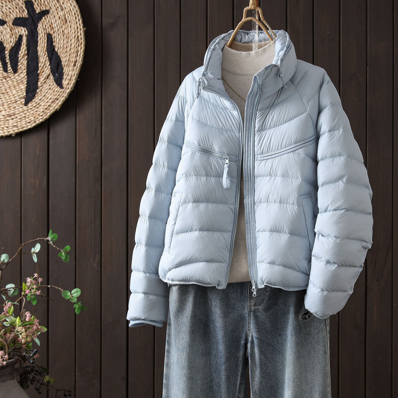 European-Style Thickened Puff down Jacket for Women, Short Korean-Style Design with Stand Collar, Fashionable and Youthful, Warm Short Coat