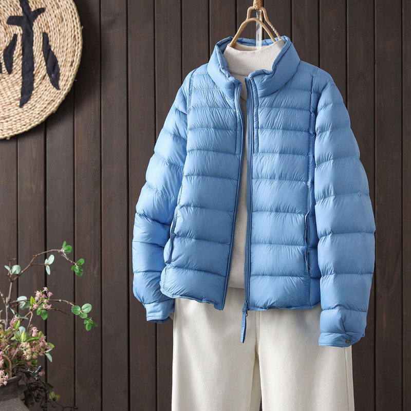 Winter New Korean Style Stand Collar 90% White Duck down Thickened down Jacket for Women, Fashionable and Age-Reducing, Warm Short Coat