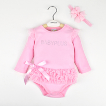 Baby girl jumpsuit spring and summer triangle romper 0 infant long-sleeved princess dress newborn 3 and a half months 2 years old 1