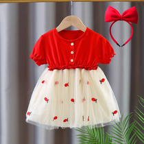 Girls skirt summer dress girl baby dress baby one year old dress red dress girl summer princess dress