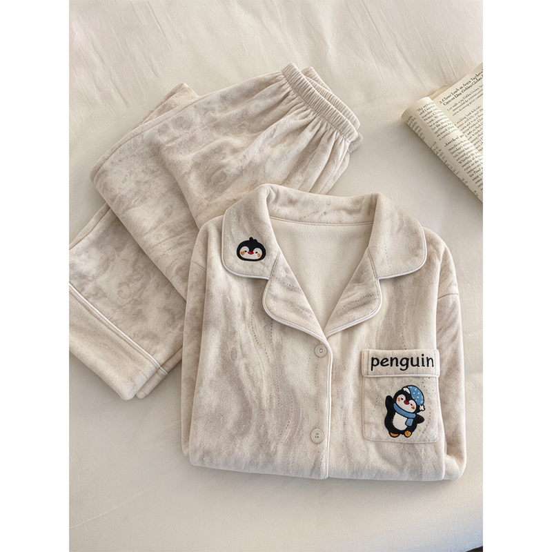 2026 New Couple Tie-Dye Penguin Thermal Pajamas for Women, Autumn and Winter Fleece-Lined Thickened Island Velvet Loungewear for Men, Spring 2026 New Couple Tie-Dye Penguin Thermal Pajamas for Women, Autumn and Winter Fleece-Lined Thickened Island Velvet Loungewear for Men, Spring
