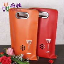 Red wine leather box leather bag red wine box single or double wine packaging box gift carton leather wine bag portable