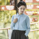 Mori women's cotton mid-length denim shirt women's 2023 spring new liberal arts college Hong Kong style loose thin coat