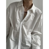 Genesisboy/8.22 20:00 Элегантный складной складной дизайн рукава свободный и вертикальный длинный рубашка