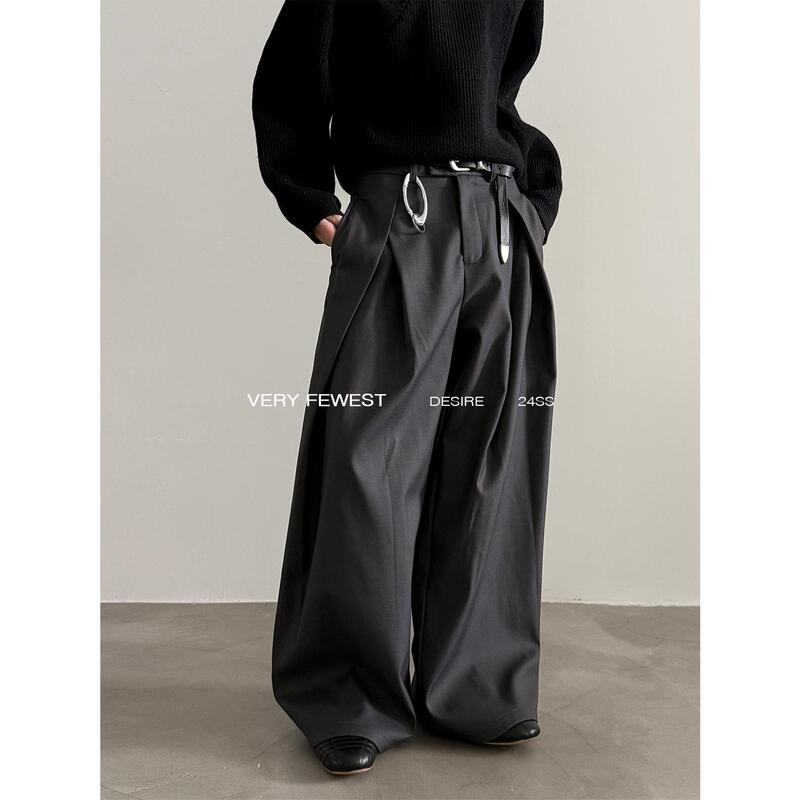 Very Fewest Summer New Heavy-Duty Three-Dimensional Pleated Wide-Leg Casual Pants Unisex Design Suit Pants