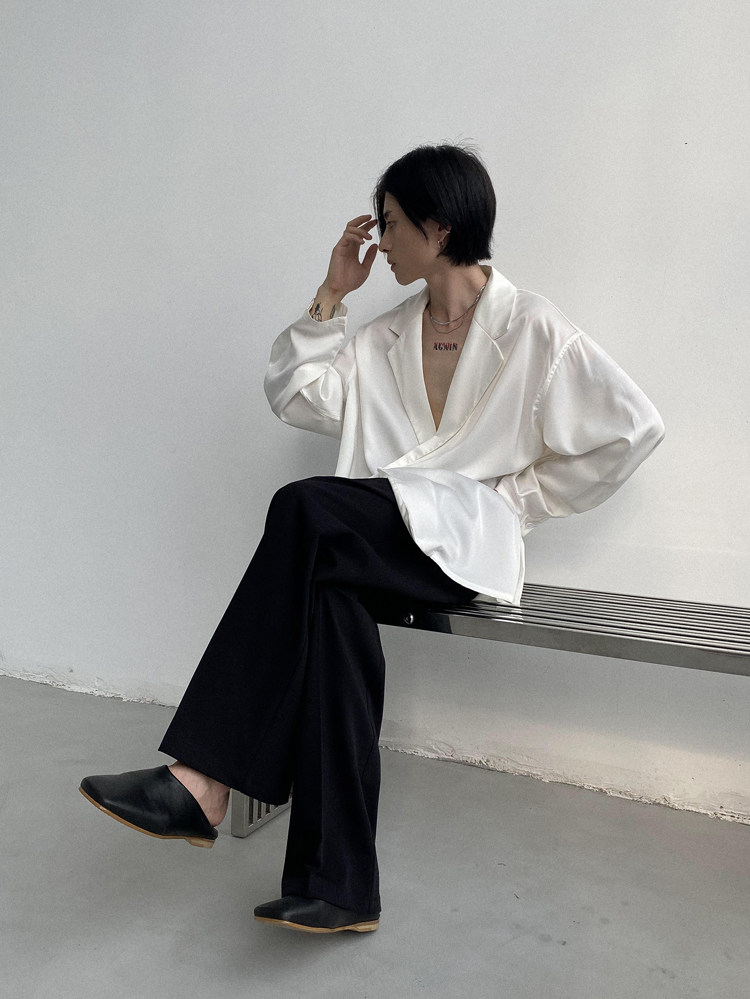 Genesisboy System твердый шелк льда тонкая модель драпировка один костюм пальто модельа Others / Other 