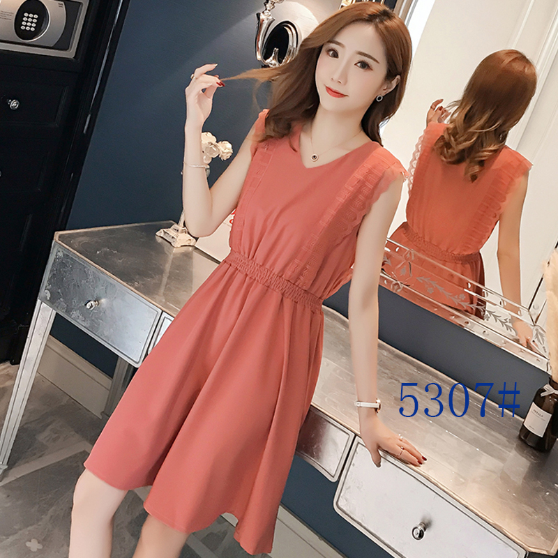 Thời trang ra cho con bú ăn mặc mùa hè nóng mẹ off-the-vai voan váy dài là mỏng sau sinh ăn váy 	váy hạ eo xếp ly	
