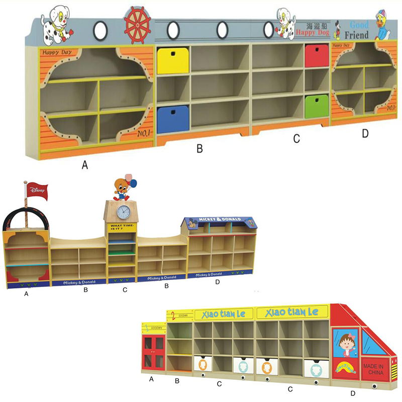 Kindergarten Toy Cabinet Combo Cabinet Corner Containing Cabinet Area Bookshelves Children with corner cupboard Cartoon Bookcase