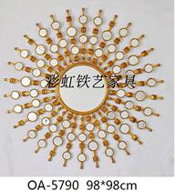 Wrought iron wall decoration soft wall decoration hotel porch restaurant Wall metal beauty salon wall hanging sun mirror