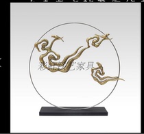 European-style metal three-dimensional rockery wall decoration wrought iron abstract round wall hanging hotel sample office soft sculpture wall decoration