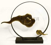Modern Home Accessories New Chinese Metal Abstract Iron Art Crafts Xiang Cloud Circle Swing Piece Home Furnishing