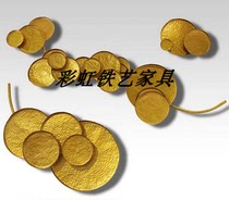 European-style handmade wrought iron metal crafts sculpture round lotus leaf wall decoration model room wall hanging hotel soft wall decoration