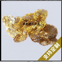 Metal wall decoration lotus leaf wall hanging wrought iron water lily Wall pendant hotel living room lobby model room soft decoration crafts