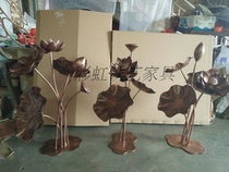 Iron Art Lotus Wall-mounted Home Hotel Villa Clubhouse Wall-mounted Ornaments Lotus Leaf Wall Decoration Home Soft Decorations