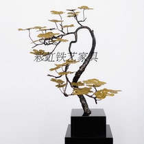 Golden Pine Tree Ornaments Hotel Club Sales Office Foyer Lobby Living Room Entrance Sculpture Soft Decoration Art Cai