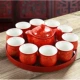 Red Wedding Tea Set Trung Quốc Đôi hạnh phúc Wedding Wedding Ấm trà Cup Cup Cup thẳng Bộ quà cưới - Trà sứ