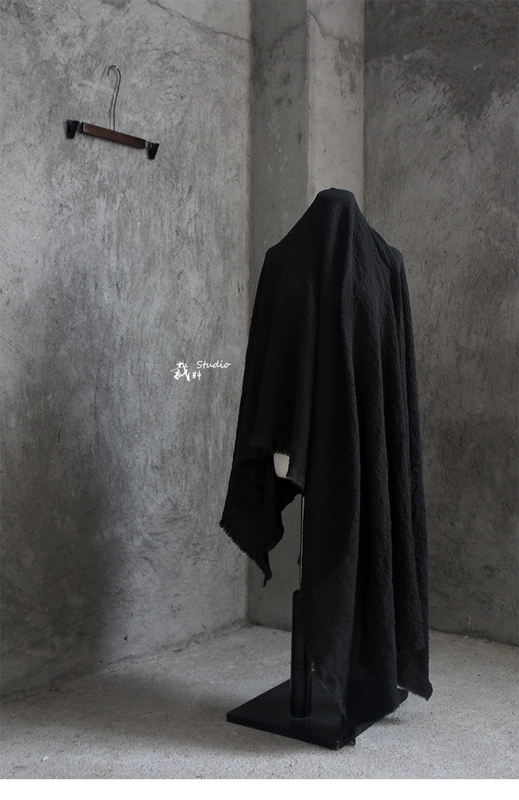 Đen rạn cao cấp màu đen ba chiều nặng kết cấu áo sơ mi vải lanh vải Hanfu vải thiết kế quần áo vải - Vải vải tự làm
