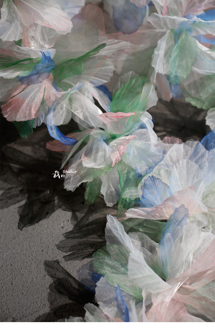 Кайма 冰花 幻彩蓝绿色立体大花朵童装头饰装饰手工diy胸花服装辅料花边